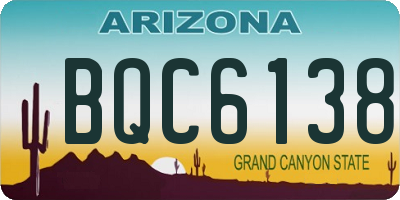 AZ license plate BQC6138