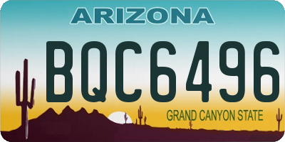 AZ license plate BQC6496