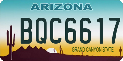 AZ license plate BQC6617