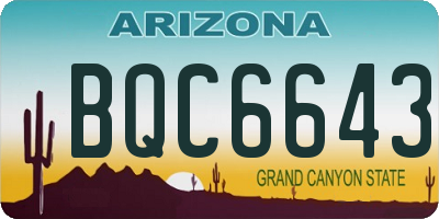 AZ license plate BQC6643