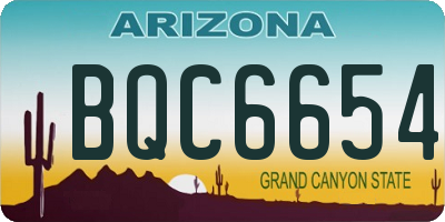 AZ license plate BQC6654