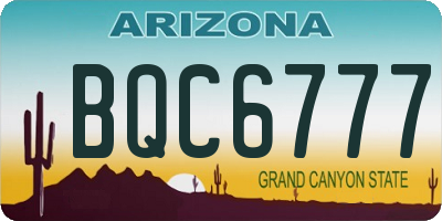 AZ license plate BQC6777
