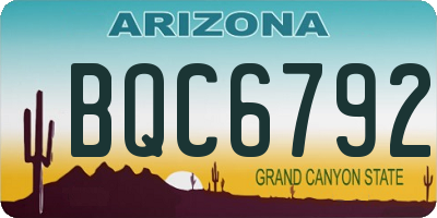 AZ license plate BQC6792