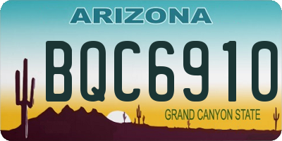 AZ license plate BQC6910