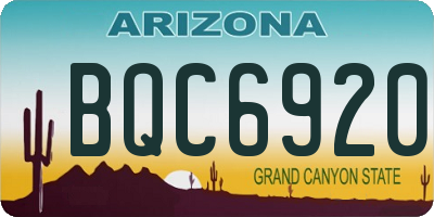 AZ license plate BQC6920