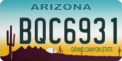 AZ license plate BQC6931
