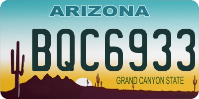 AZ license plate BQC6933