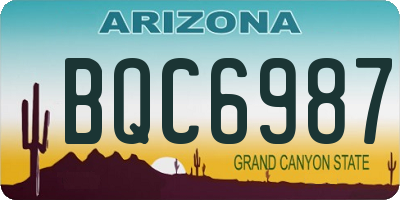 AZ license plate BQC6987