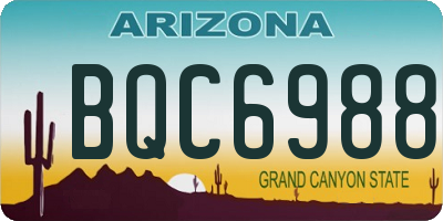 AZ license plate BQC6988