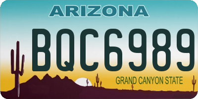 AZ license plate BQC6989