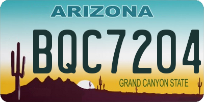 AZ license plate BQC7204