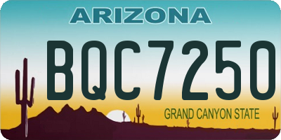 AZ license plate BQC7250