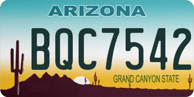AZ license plate BQC7542