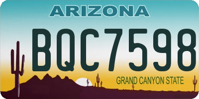 AZ license plate BQC7598