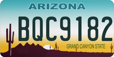 AZ license plate BQC9182