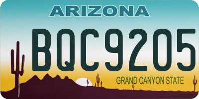 AZ license plate BQC9205
