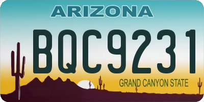 AZ license plate BQC9231