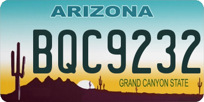 AZ license plate BQC9232