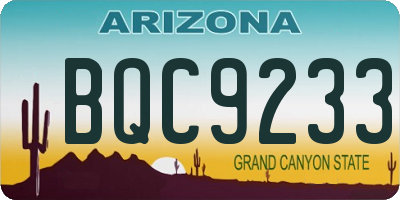 AZ license plate BQC9233