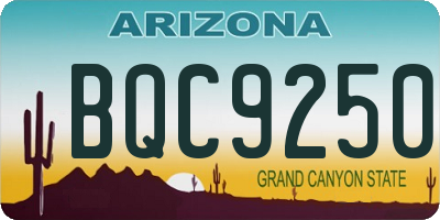 AZ license plate BQC9250