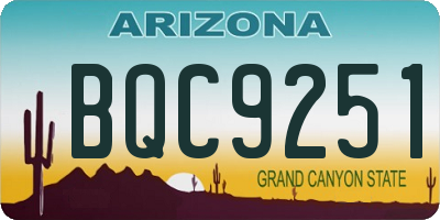 AZ license plate BQC9251