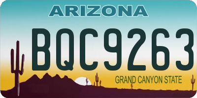 AZ license plate BQC9263