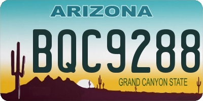 AZ license plate BQC9288