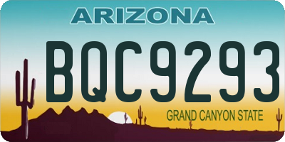AZ license plate BQC9293