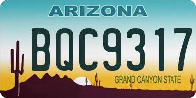 AZ license plate BQC9317