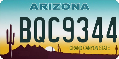 AZ license plate BQC9344