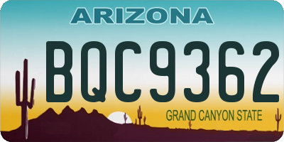 AZ license plate BQC9362