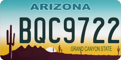 AZ license plate BQC9722