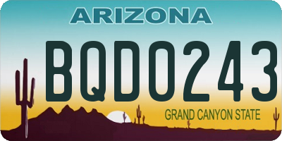 AZ license plate BQD0243