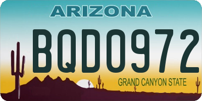 AZ license plate BQD0972