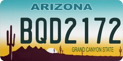 AZ license plate BQD2172