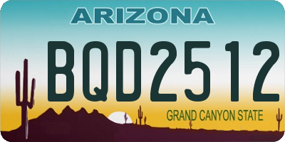 AZ license plate BQD2512