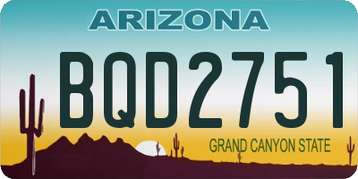 AZ license plate BQD2751