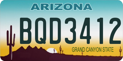 AZ license plate BQD3412