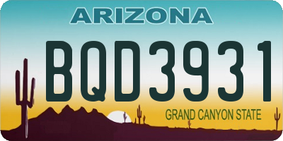 AZ license plate BQD3931
