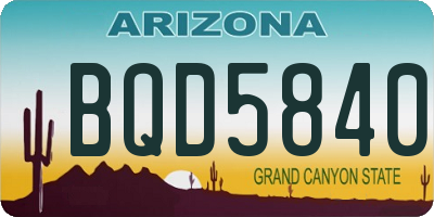 AZ license plate BQD5840