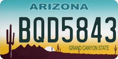 AZ license plate BQD5843