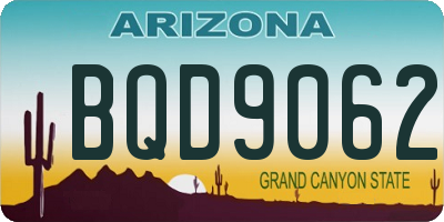 AZ license plate BQD9062