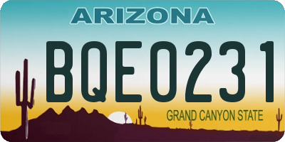 AZ license plate BQE0231