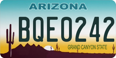 AZ license plate BQE0242