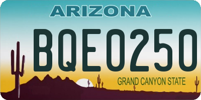 AZ license plate BQE0250