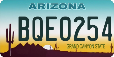 AZ license plate BQE0254