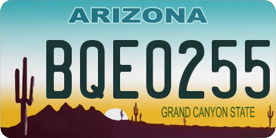 AZ license plate BQE0255