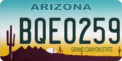 AZ license plate BQE0259
