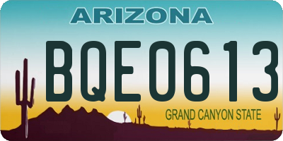 AZ license plate BQE0613