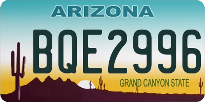 AZ license plate BQE2996